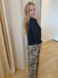 losse broek in viscose met kaki luipaardprint