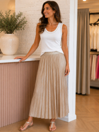 effen stretch top met beige detail