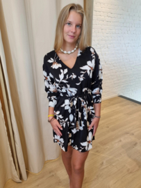 jurk met bloemenprint zwart
