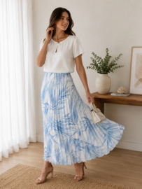 stevige plissé rok blauw