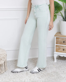 FR hoge taille wide fit washed munt