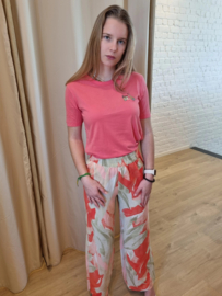 fleurige broek met zalm en kaki print JDYCAMILLE