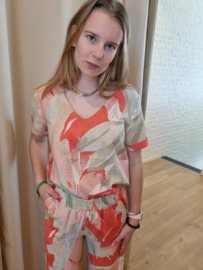 fleurige broek met zalm en kaki print JDYCAMILLE