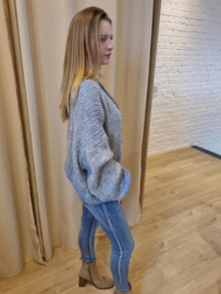 oversized cardigan blauw-grijs