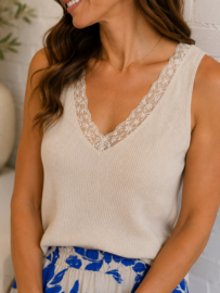 JDYNANNA S/L V-NECK LACE TOP KNT licht zand
