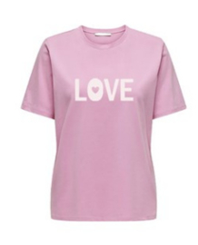 T-shirt love roze JDY