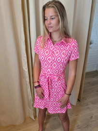 elastische jurk met fuchsia patroon