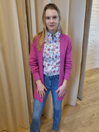 katoenen hemd met bloemetjesprint roze/lila