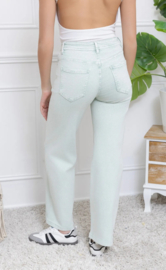 FR hoge taille wide fit washed munt