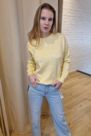 trui met hartjes lichtgeel