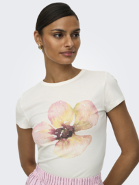 JDYAVA LUCKY S/S O-NECK TOP JRS EXP roze bloem