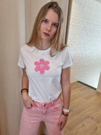 T-shirt bloem roze