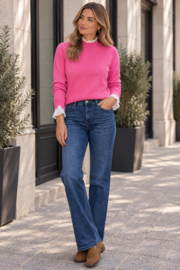 Folyrose LESLIE FIT dark blue jeans STRASS - STRAIGT FIT - WIDE LEG