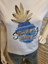 T-shirt ananas blauw