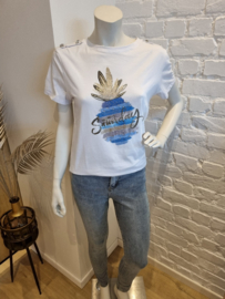 T-shirt ananas blauw