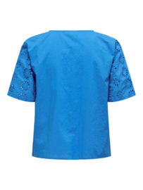 broderie T-shirt azuurblauw JDY