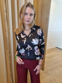 hemd met bloemenpatroon zwart