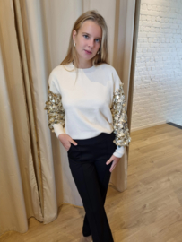 trui met pailletten licht beige
