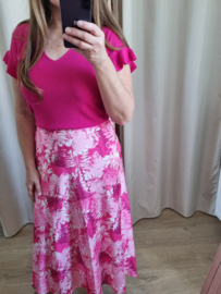 gladde rok met print fuchsia
