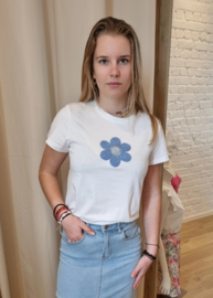 T-shirt bloem blauw