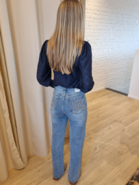 bloesje met ajour marineblauw JDY