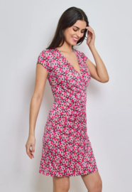 stretch jurk roze print