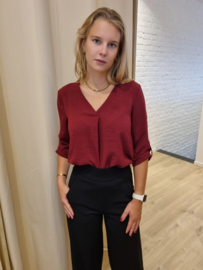 blouse met V-hals en 3/4 mouw JDY bordeaux