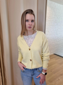 cardigan met hartjes geel