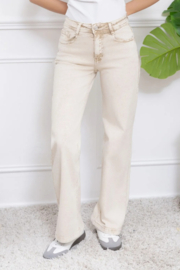 FR hoge taille wide fit washed beige