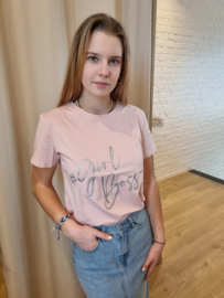 T-shirt girl boss roze
