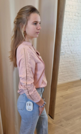 blouse met kanten afwerking roze