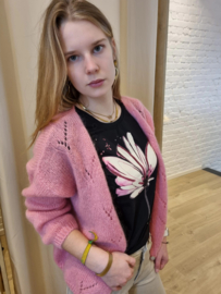 T-shirt met bloem roze
