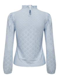 lichtblauwe top met frulletjes JDY