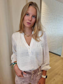 blouse met lurex ecru