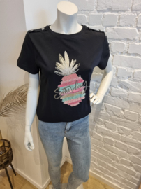 T-shirt ananas zwart