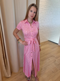 lichtroze stretch jurk met motief
