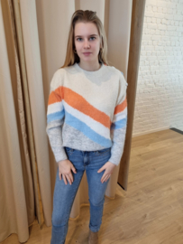 trui colourblock oranje / lichtblauw