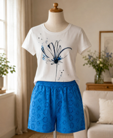 T-shirt met bloem blauw