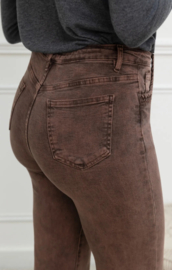 FR hoge taille wide fit met sierdetail chocolat