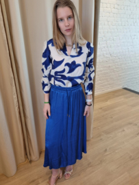 effen maxi rok kobaltblauw met striklintje