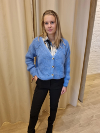 ajour cardigan licht kobaltblauw
