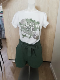 katoenen short met bindlintje kaki