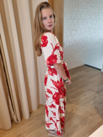 maxi-jurk met rode blaadjesprint JDYFLORA