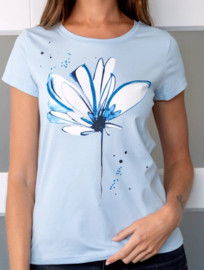 T-shirt met bloem lichtblauw