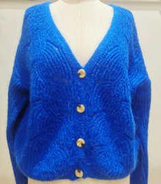 ajour cardigan kobaltblauw