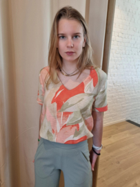 blouse met zalm en licht kaki print JDYCAMILLE