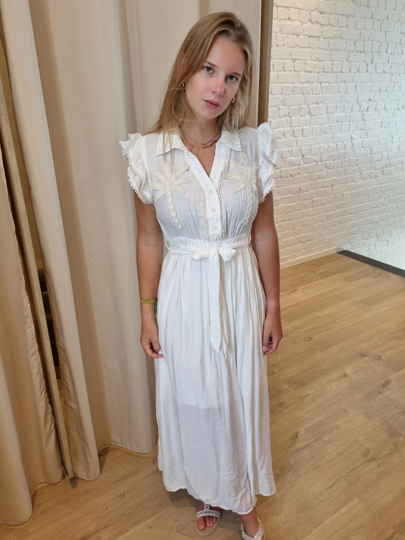 bohemian jurk palm beige