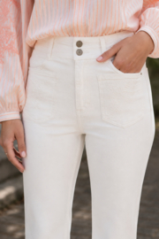 Folyrose LESLIE FIT hoge taille wide fit broderie crème