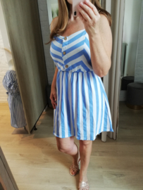 zomerjurk met lijstjes kobaltblauw