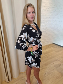 jurk met bloemenprint zwart